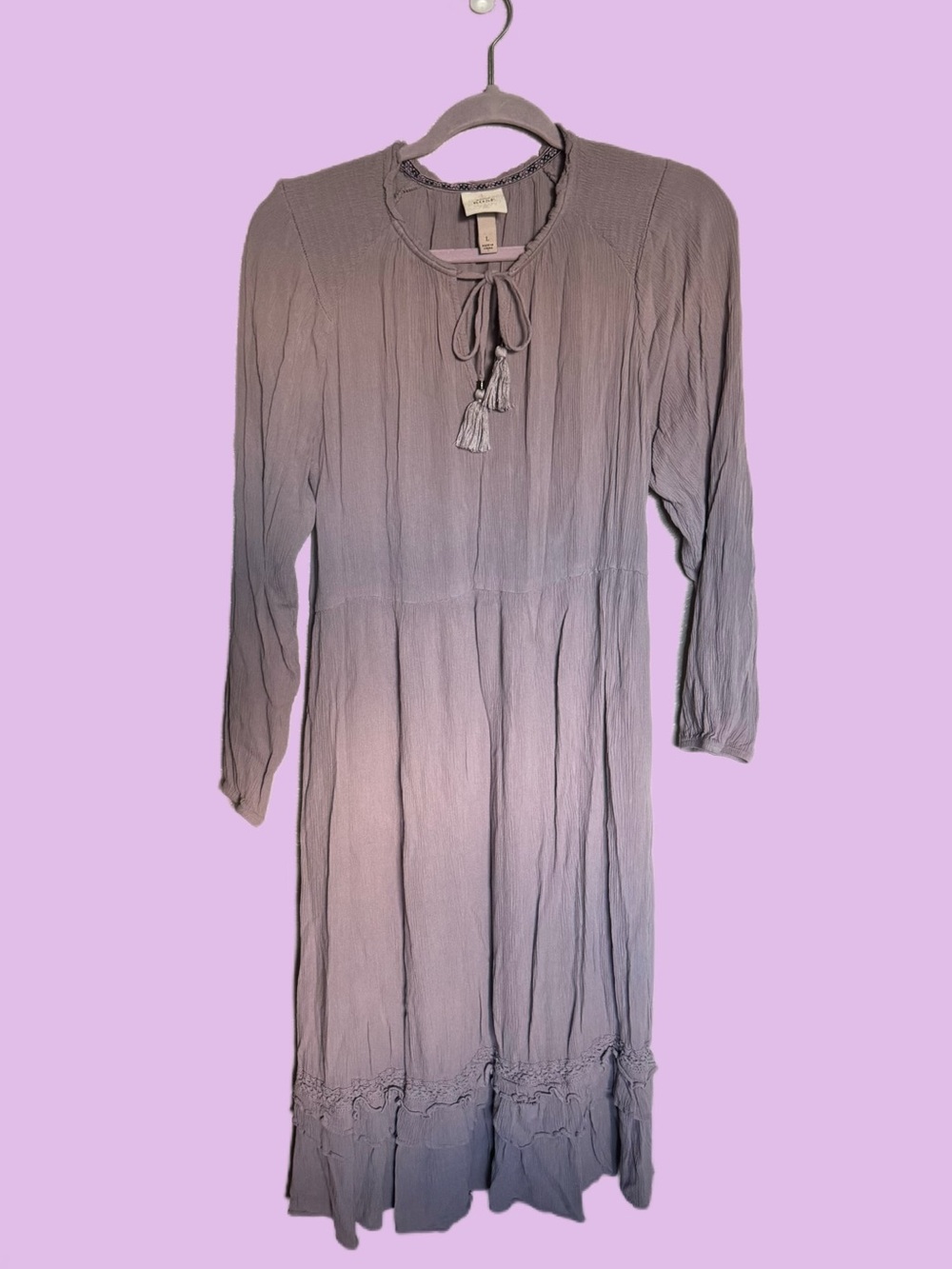 Knox Rose Mauve Tie-Front Tassel Midi Dress
